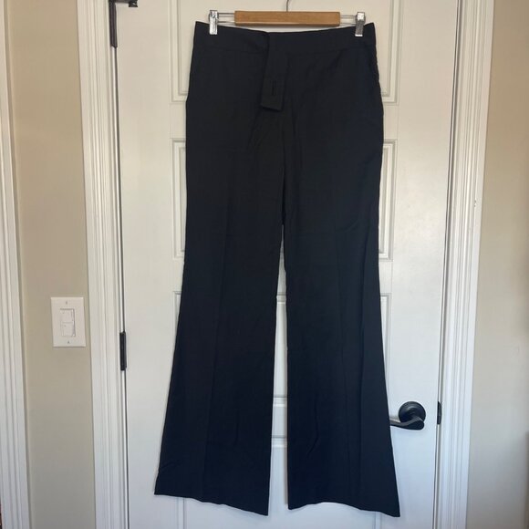 Tory Burch Black Dress Flare Pants Women's 6 Lightweight Luxe Wool Blend FLAW - Picture 2 of 12